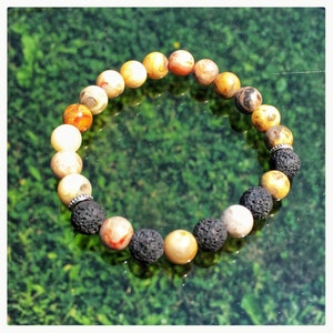Neutral Bracelet for Men, Lava Beads, Handmade, Bracelets, Lava Bracelets, Lava Stone, Gift for Him, Essential Oil Bracelet, Mens Jewelry