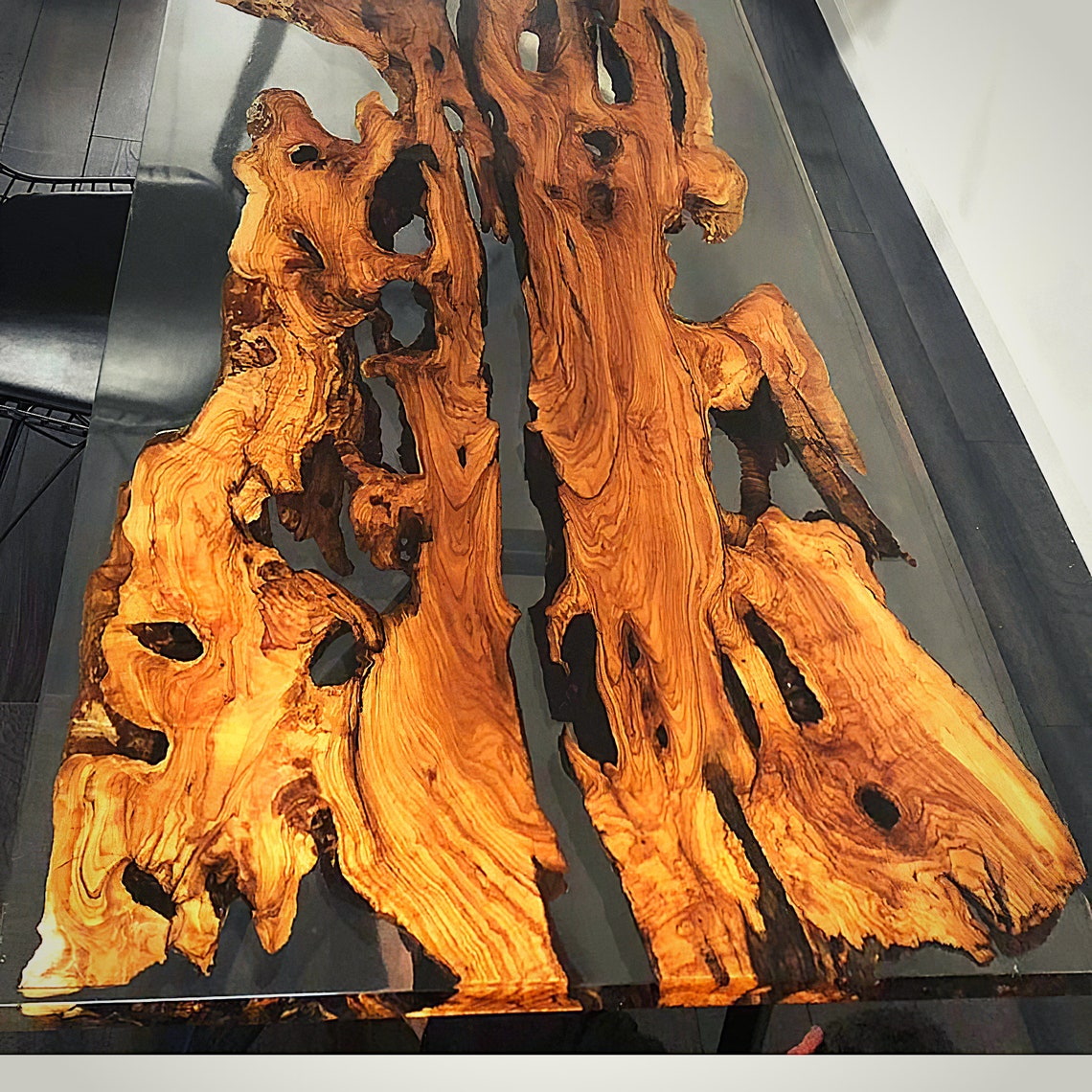 Live edge wood slabs Epoxy dining table Etsy