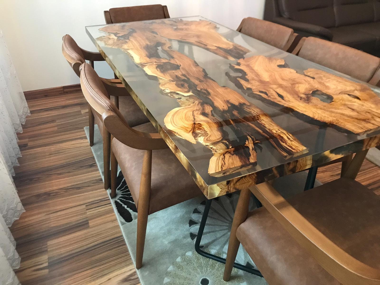 Live edge wood slabs Epoxy dining table Etsy