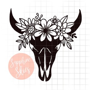 Boho floral bull digital download