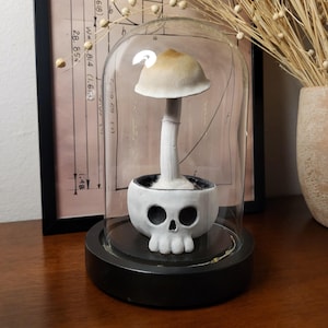 Skull Mushroom, psychedelic art, handmade mushroom decor,  mushroom gift, cubensis mushroom art