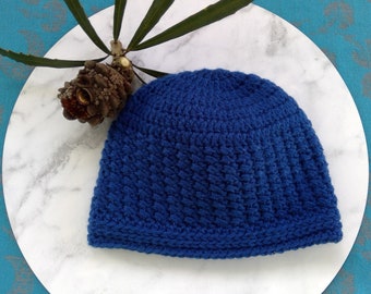 Crochet Blue Beanie/hat, Toddler Boy or Girl, Winter Headwear, Handmade, Soft Machine Washable Acrylic.