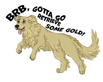 Golden Retriever, Retrieving gold sticker, cute, funny dog sticker