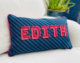 Personalised Needlepoint Tapestry Kit. Name custom cross stitch kit. Pick your word and colours.