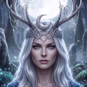 Deluxe Fantasy Antler Crown 3D Print File | Crescent Moon Tiara (3MF)