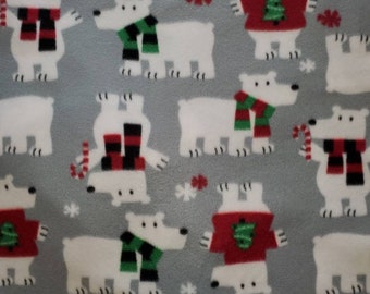 Holiday Polar Bear No-Sew Tie Fleece Blanket