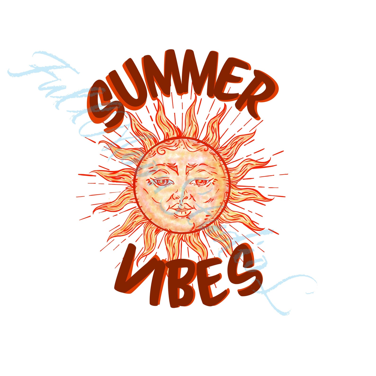 Summer vibes sun png SVG sublimation clip art Design | Etsy