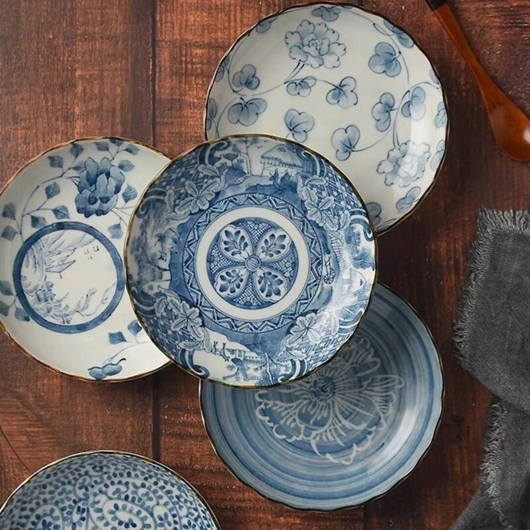 Set of 5 Traditional Japanese Appetizer/ Bread Plates classic Floral