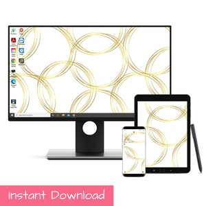Geometric Gold Circle Phone, Computer and Tablet Background | Digital Download Wallpaper Bundle | Positive Phone & Computer Wallpaper