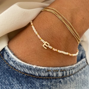 Cartas de amor mistas • Pulseiras feitas à mão com letras banhadas a ouro de alta qualidade