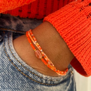 Orange • 3 Pack • Urbane Handmade High Quality Beaded Bracelets • Colour Series