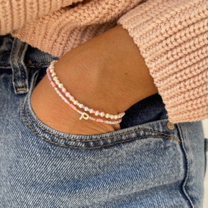 Cartas de amor • Pasteles • Pulseras hechas a mano con cuentas y letras chapadas en oro de alta calidad