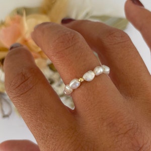 ILY • Fresh Water Pearl Ring • Handmade High Quality Beaded Ring