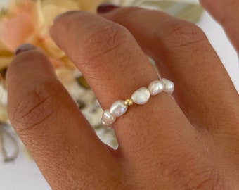 ILY • Fresh Water Pearl Ring • Handmade High Quality Beaded Ring