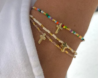 Cross • Handmade High Quality Gold Plated Cross Beaded Bracelets