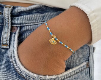 Oko • Handmade High Quality 24k Gold Plated Evil Eye Charm Beaded Bracelets