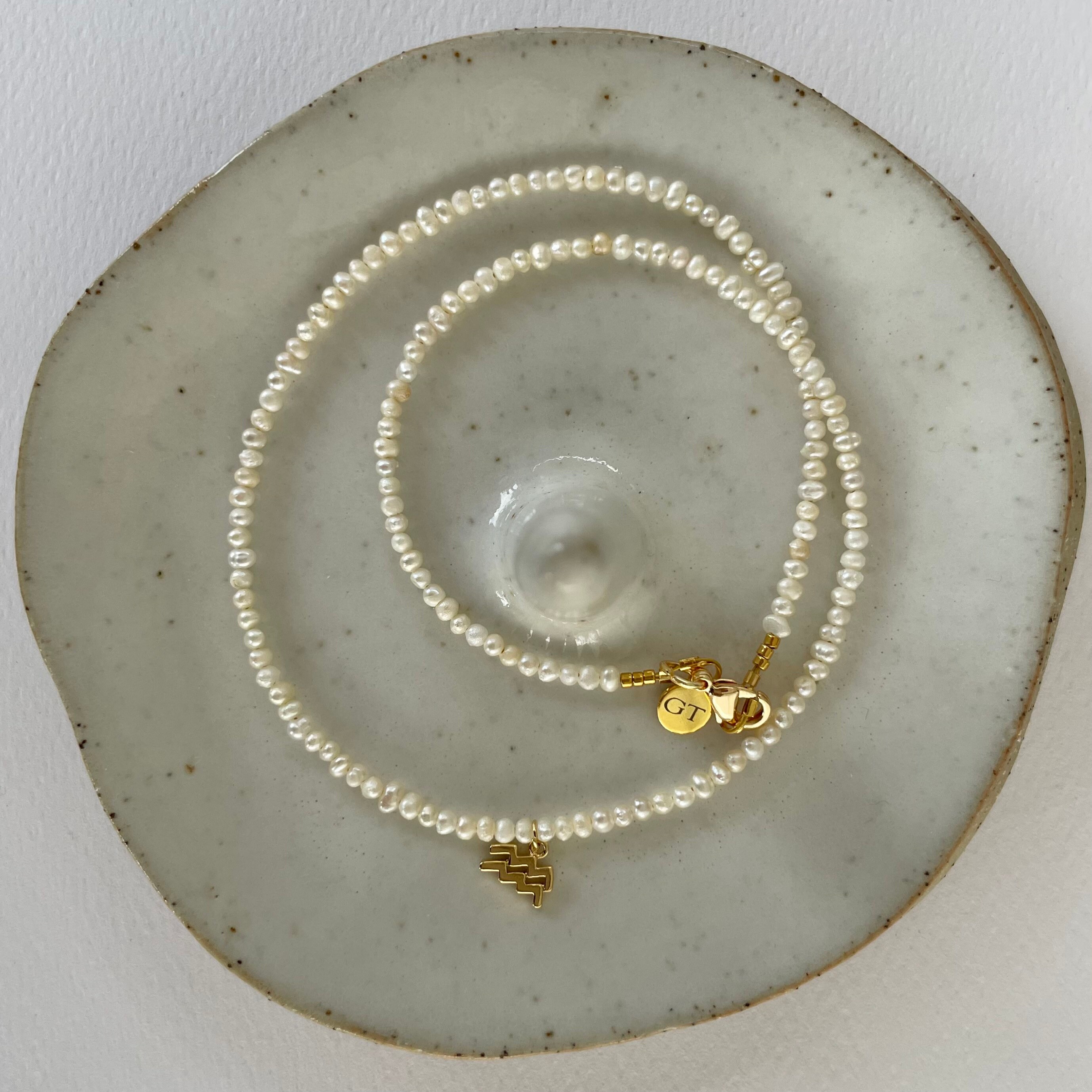 Zodiac Pearl Necklace Handmade High Quality Beaded Star Sign Fresh