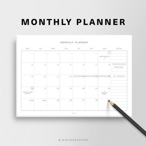 May include: A white monthly planner with a black grid and a calendar for January. The calendar has the days of the week labeled at the top and the numbers 1 through 31 listed in the grid. There are notes for each day, including "New Year's Day", "Prepare for meeting", "Family party", "Off - Travelling", and "Birthday party".