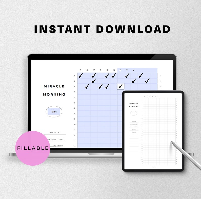 Monthly Miracle Morning Template, Fillable Routine Tracker, LIFE SAVERS Habit Tracker, 31days ...