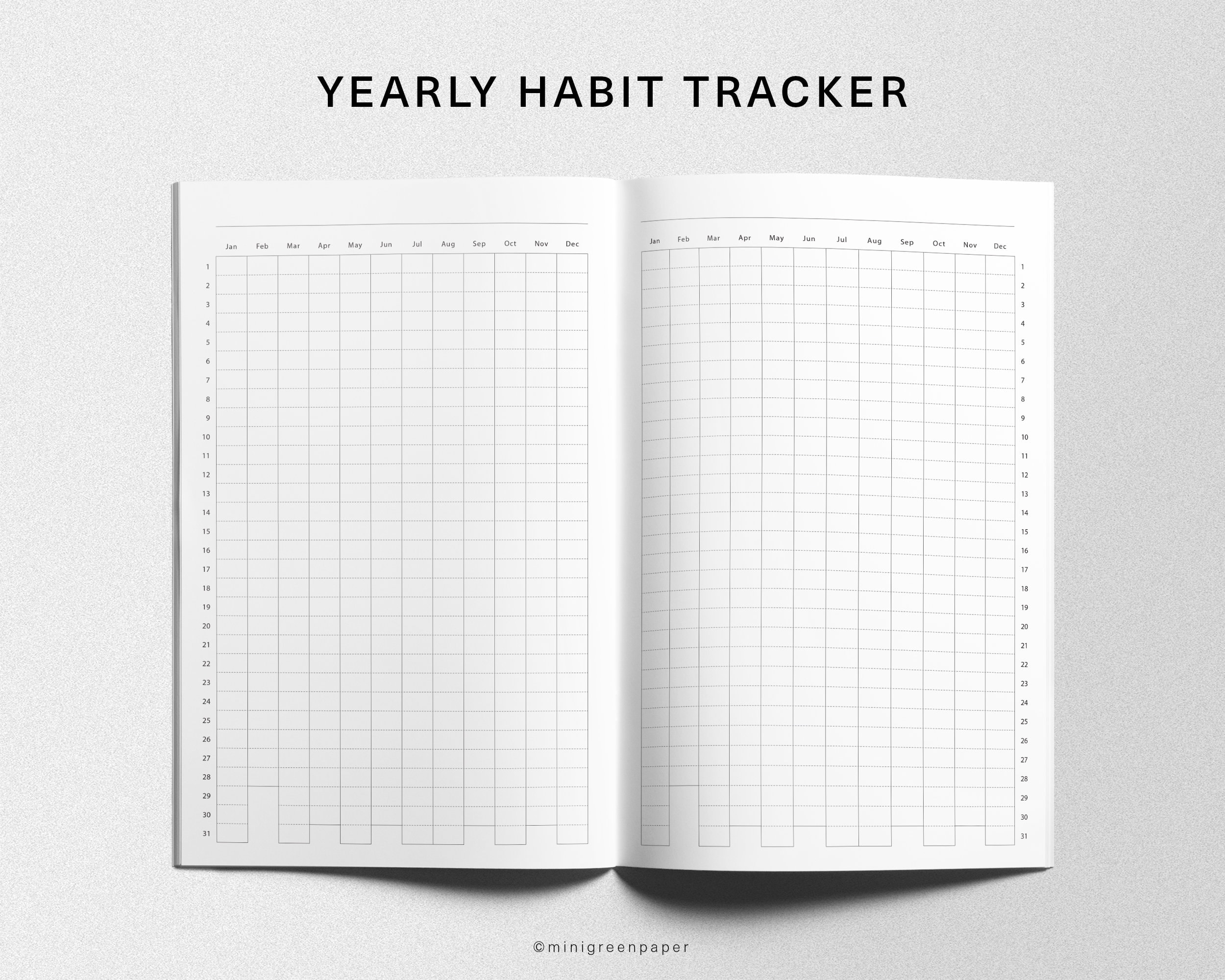POCKET TN Yearly Habit Tracker Inserts, Printable 365 Days Year in