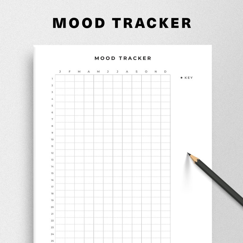 Mood Tracker Printable for Mental Health Year in Pixels Mood Etsy