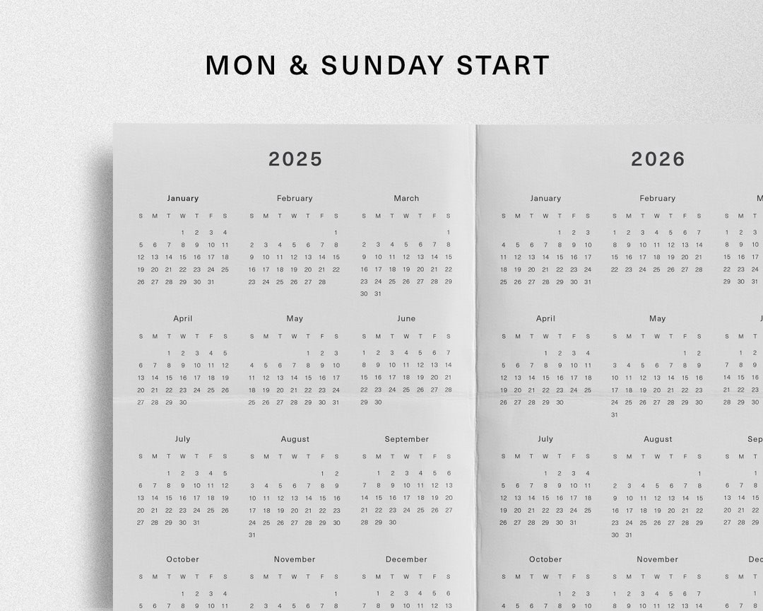 Pocket TN 2025 2026 Calendar Inserts Printable Year at a Glance