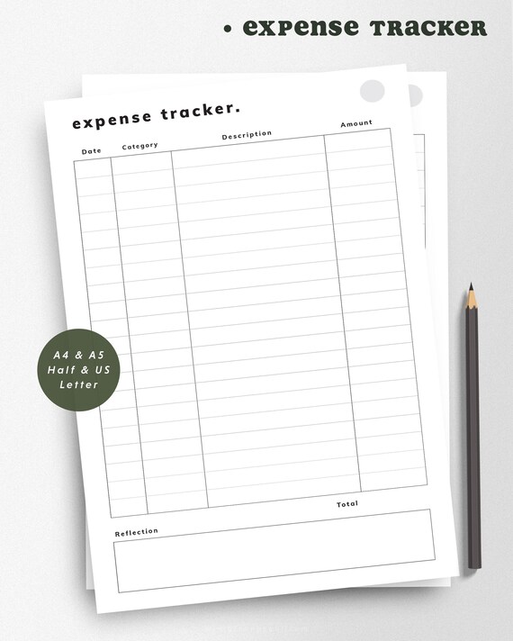 Expense Tracker Printable PDF Monthly Budget Minimalist | Etsy