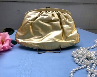 Vintage Gold Lame Clutch with Optional Top Handle