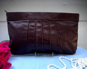 Vintage Brown Faux Leather Clutch