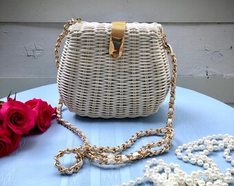 Vintage White Hardbody Straw Shoulderbag