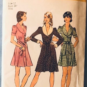 1970s Simplicity 5843 UNCUT Vintage Sewing Pattern, Misses Dress, 70s Mini Dress, Simplicity Pattern,  Size 12, Bust 34