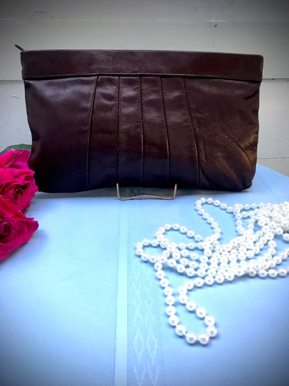 Vintage Brown Faux Leather Clutch