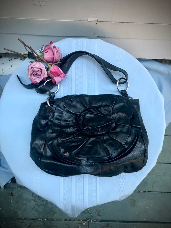 Vintage 80s Black Leather Shoulder Bag, Sabina New York - Etsy 日本