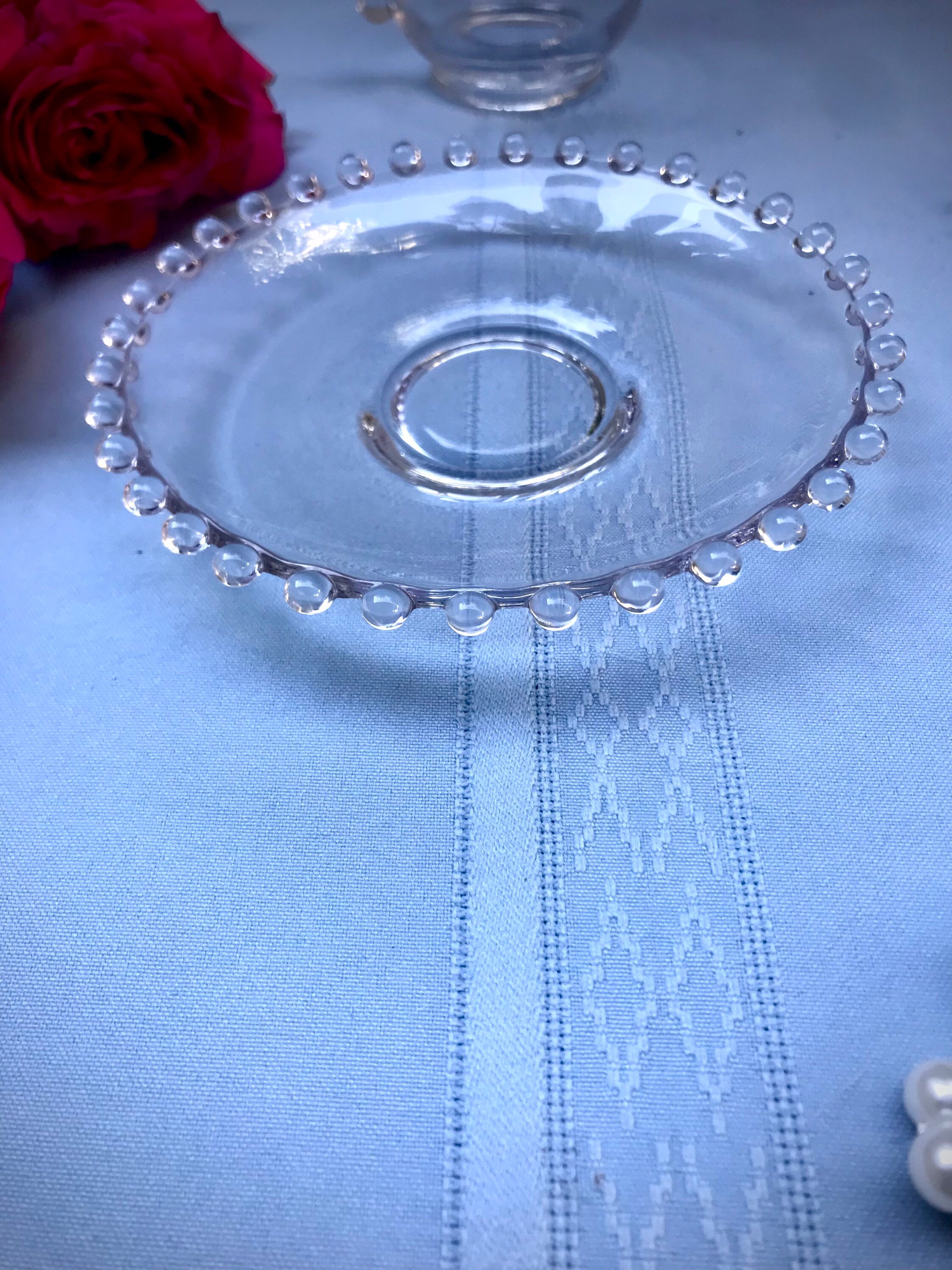 Vintage Candlewick Glass Cup and Saucer Etsy