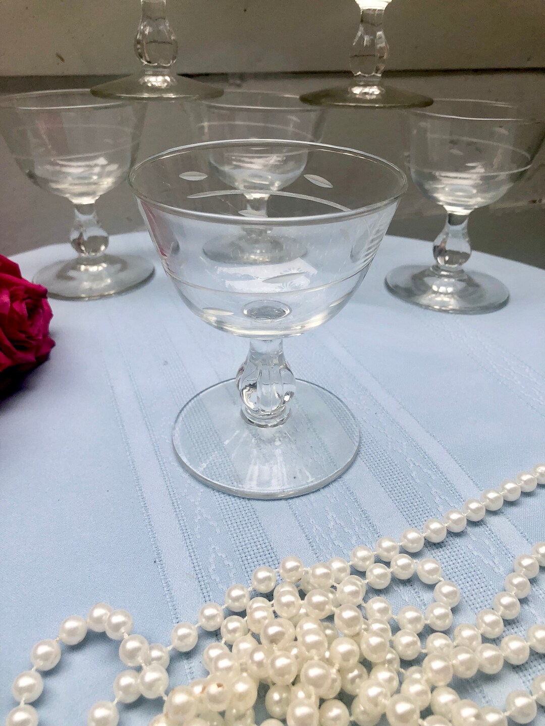 Vintage Etched Champagne Glasses/tall Sherbets in Interlude by Etsy