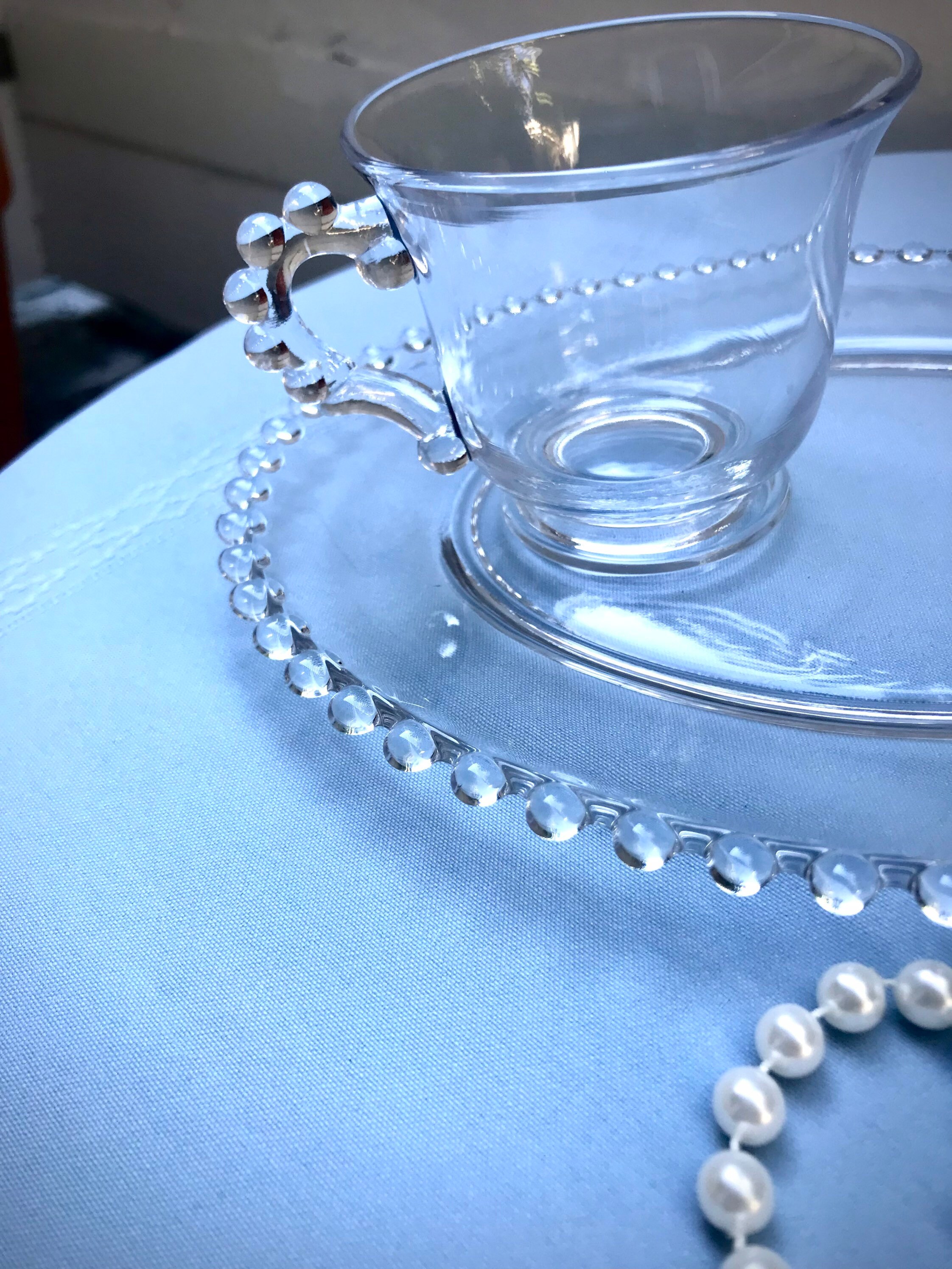 Vintage Candlewick Glass Luncheon Plate and Cup Etsy