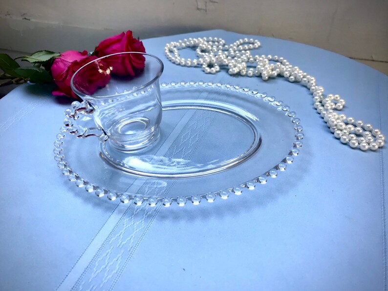Vintage Candlewick Glass Luncheon Plate and Cup Etsy