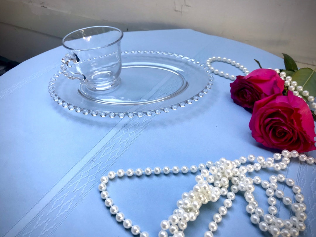 Vintage Candlewick Glass Luncheon Plate and Cup Etsy