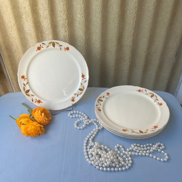 Vintage Hall’s Superior Jewel Tea Autumn Leaf Breakfast Plates, Set of 4!