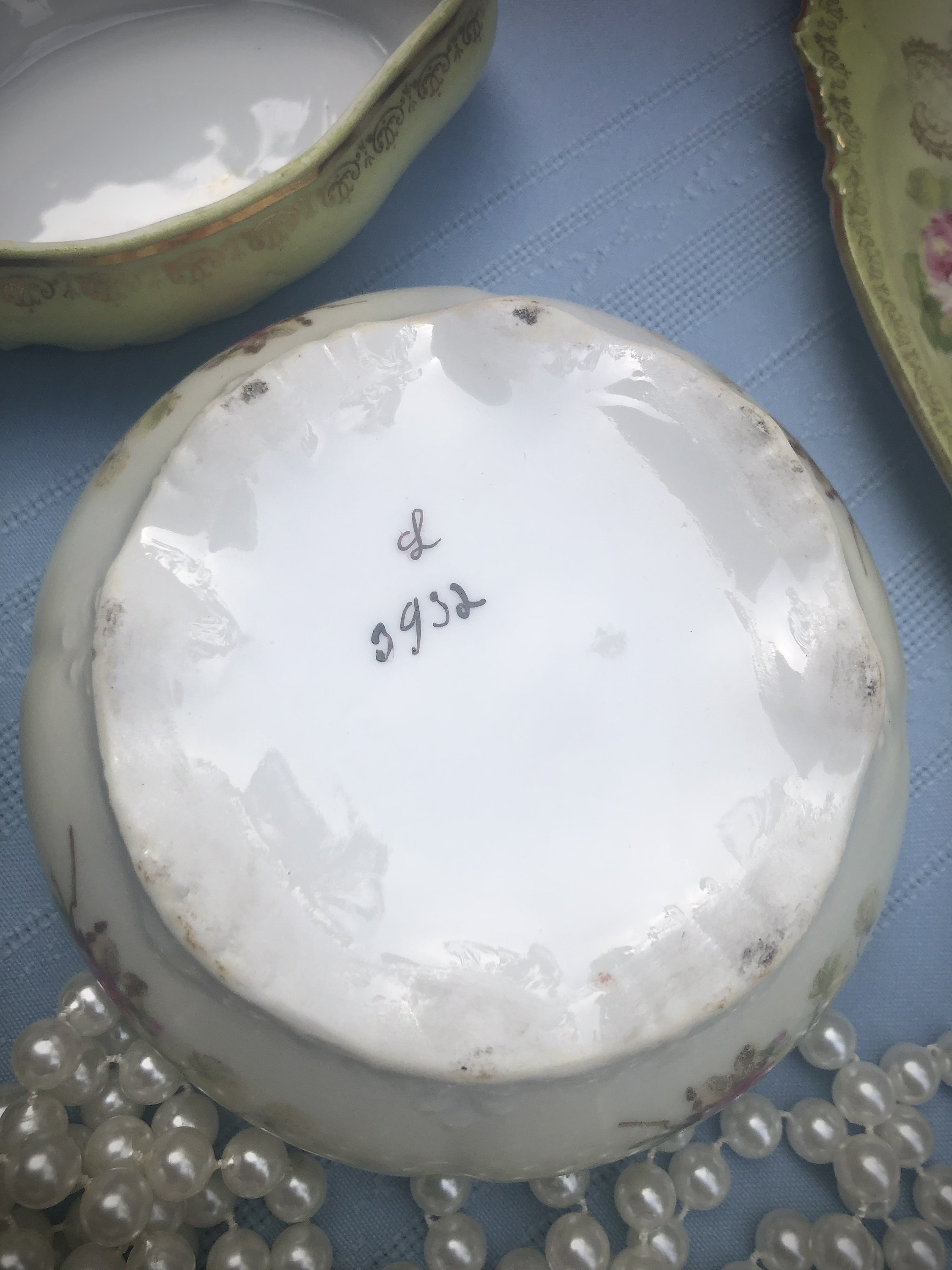 Vintage Porcelain Pink & Green Floral Dusting Powder Jar and Vanity Set Etsy