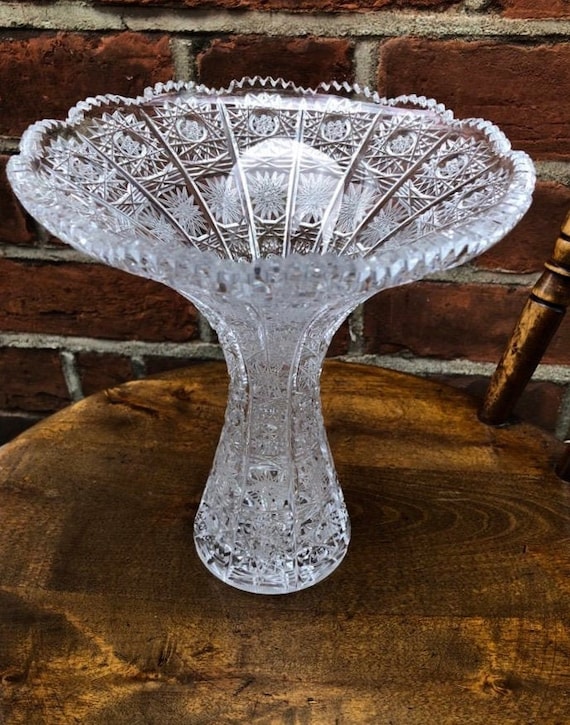 AMERICAN Vintage Brilliant Cut Crystal Tazza Comport Vase W Etsy