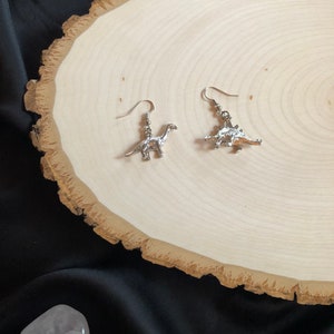silver dinosaur dangles