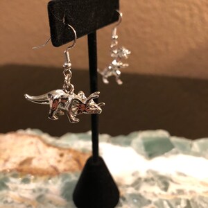 silver dinosaur dangles