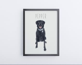 Retrato de mascota personalizado: Ilustración digital de perro (descarga digital)