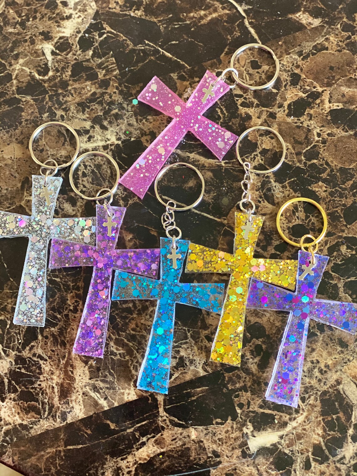 Cross Keychains Sparkly Etsy