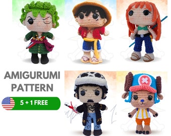 Piratas Crochet (Set 5 + 1 Bonus) Patrón Amigurumi Crochet PDF Español Amigurumi Hecho a mano Funko pop crochet