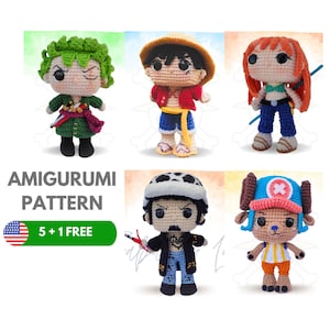 Pirates Crochet (Set 5 + 1 Bonus) Amigurumi Crochet Pattern PDF English Amigurumi Handmade Funko pop crochet