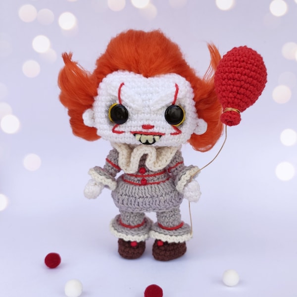 Pennywise Funko Pattern (Amigurumi Funko, Amigurumi Pattern, Photo Tutorial, Crochet Pattern) - PDF