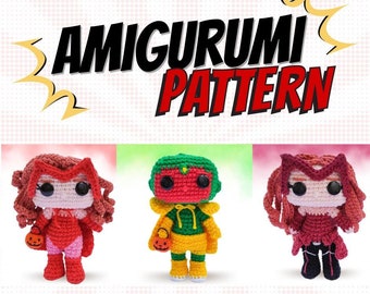 Halloween Wanda Maximoff - Scarlet Witch amigurumi Engels haakpatroon pdf / WandaVision/ WandaVision-patroon amigurumi