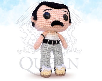 Freddie Mercury Amigurumi Crochet Pattern, Funko Pop Style (PDF)